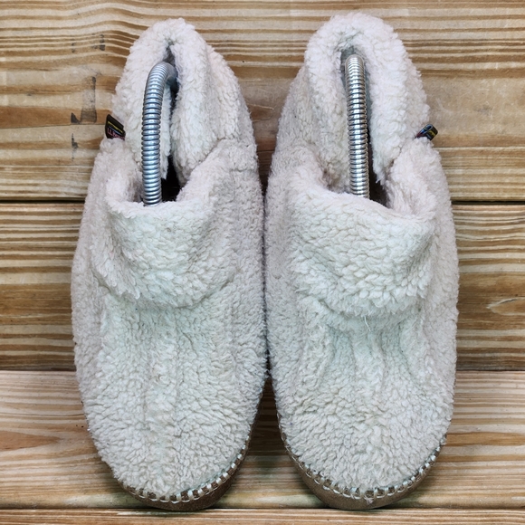 LLBean Little Girls 3-4 Slippers Slip On Ivory Fleece Ankle Bootie Slipper Shoes - Picture 6 of 8